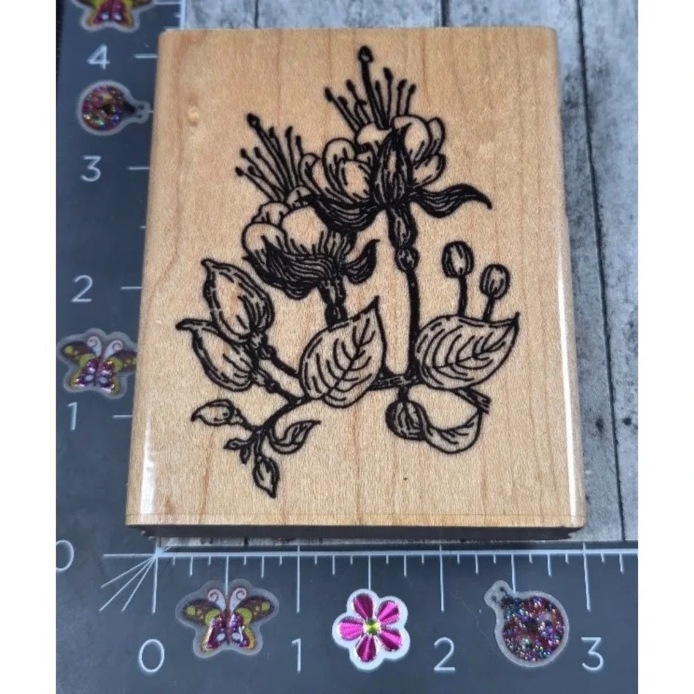 T. Allen Fuchsia Plant Flower 27226 Rubber Stamp Wood #L59